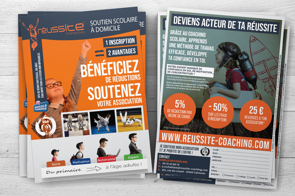 Flyer - Résussite - Soutien scolaire - Gard - Hérault - Studio OnOz